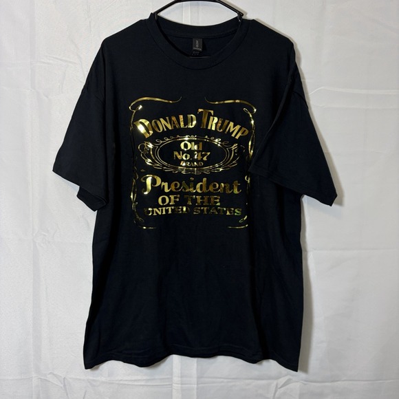 The Unbranded Brand Other - Donald Trump Old 45 Shiny Gold Bling Graphic Streetwear Jack Daniels  T Shirt XL